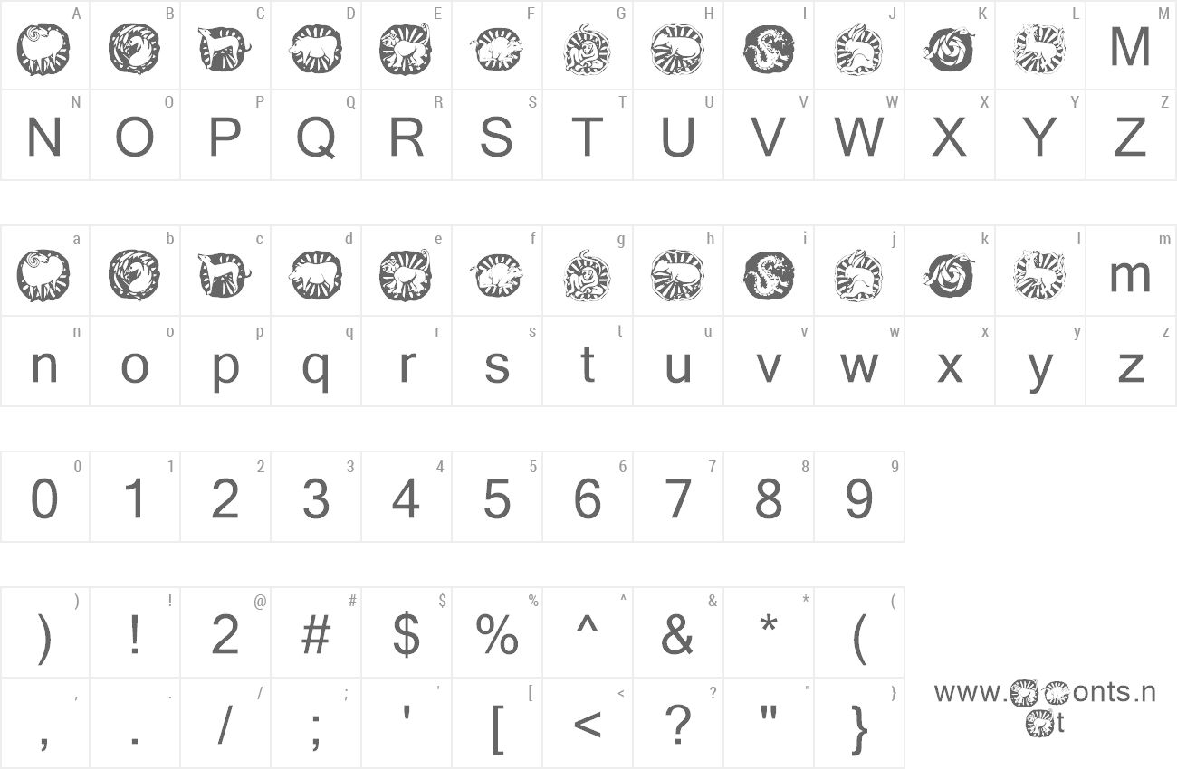 Font KR Chinese Zodiac preview